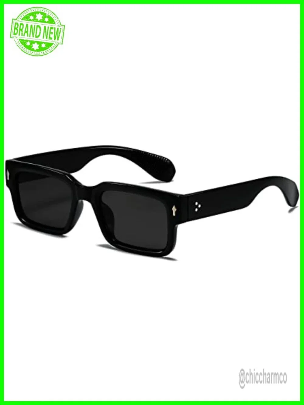 Square Frame Sunglasses UV400 Protection Acetate Fiber Trendy Chunky Rectangle